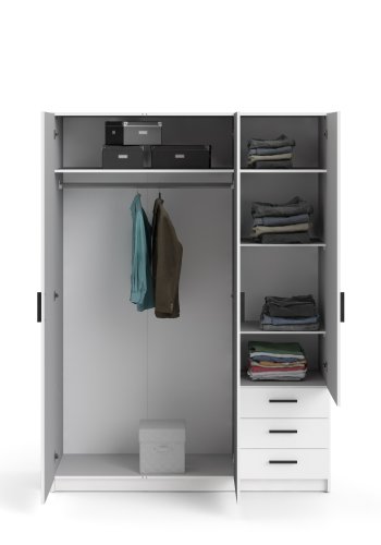 TVILUM Sprint Garderobeskab 3 lger + 3 skuffer - ParcelHvid Hvid