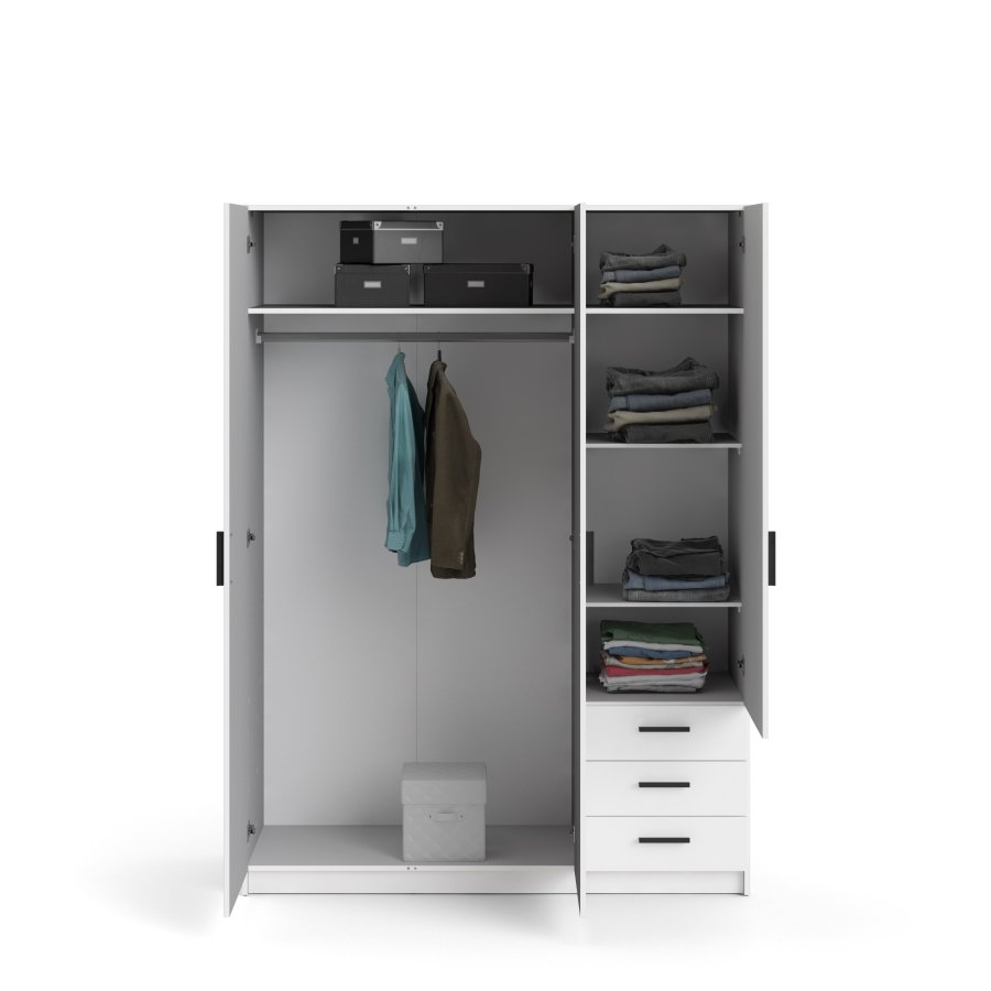 TVILUM Sprint Garderobeskab 3 lger + 3 skuffer - ParcelHvid Hvid