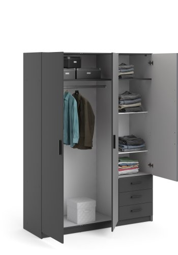 TVILUM Sprint Garderobeskab 3 lger + 3 skuffer - ParcelMatt Grey Matt Grey