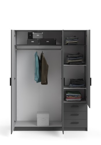 TVILUM Sprint Garderobeskab 3 lger + 3 skuffer - ParcelMatt Grey Matt Grey