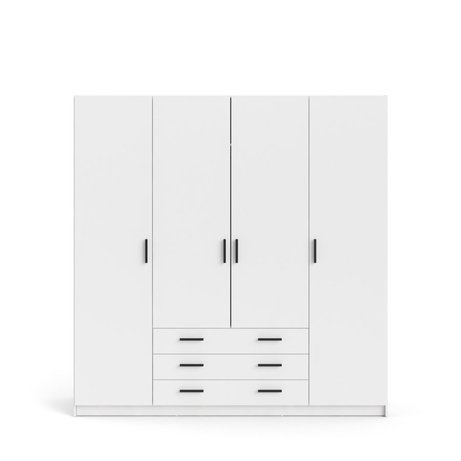 TVILUM Sprint Garderobeskab 4 lger + 3 skuffer - ParcelHvid Hvid