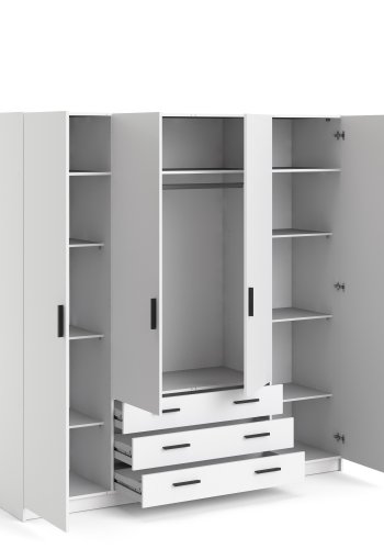 TVILUM Sprint Garderobeskab 4 lger + 3 skuffer - ParcelHvid Hvid