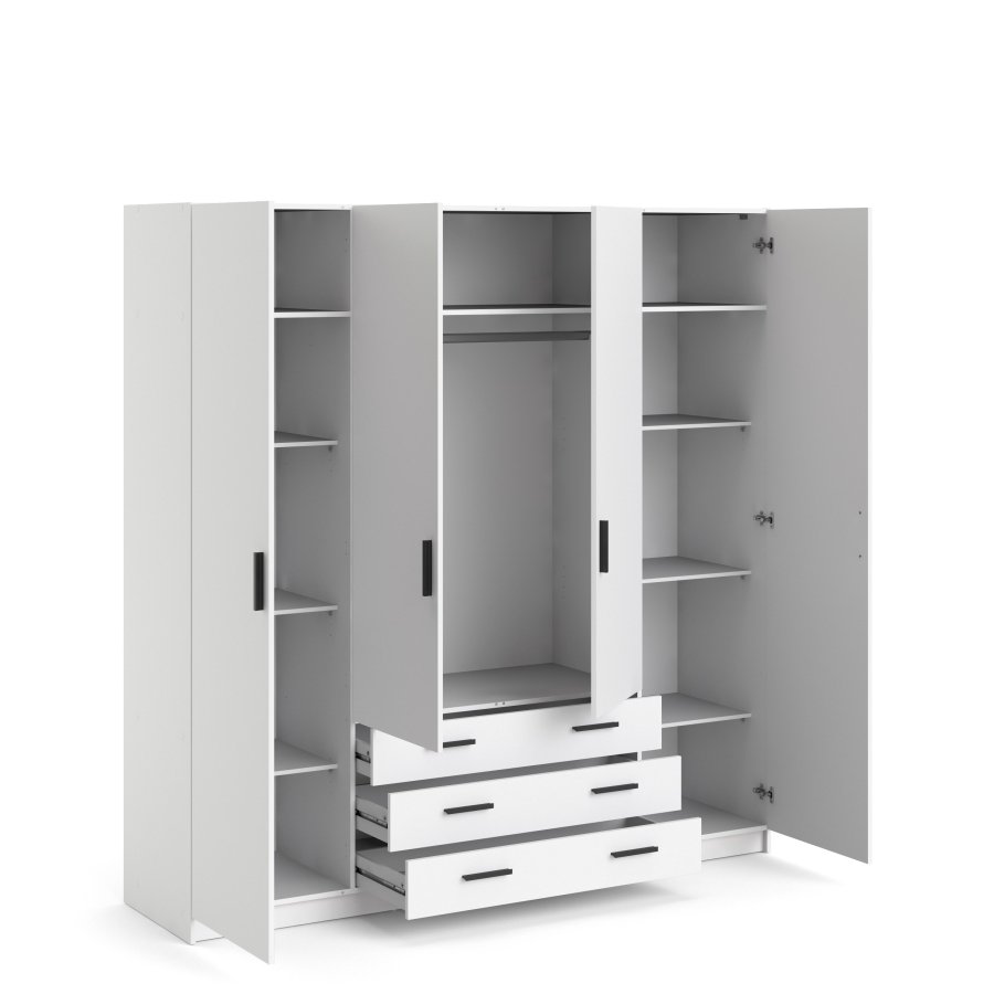 TVILUM Sprint Garderobeskab 4 lger + 3 skuffer - ParcelHvid Hvid