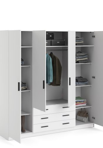 TVILUM Sprint Garderobeskab 4 lger + 3 skuffer - ParcelHvid Hvid