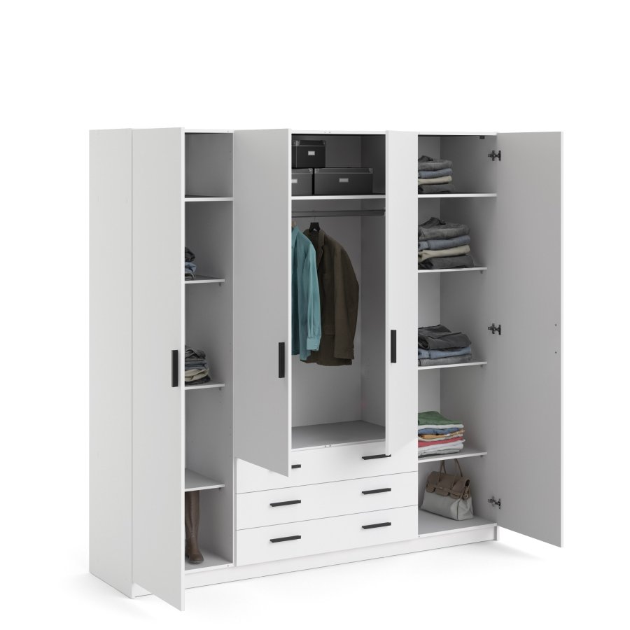 TVILUM Sprint Garderobeskab 4 lger + 3 skuffer - ParcelHvid Hvid