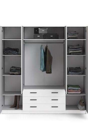TVILUM Sprint Garderobeskab 4 lger + 3 skuffer - ParcelHvid Hvid