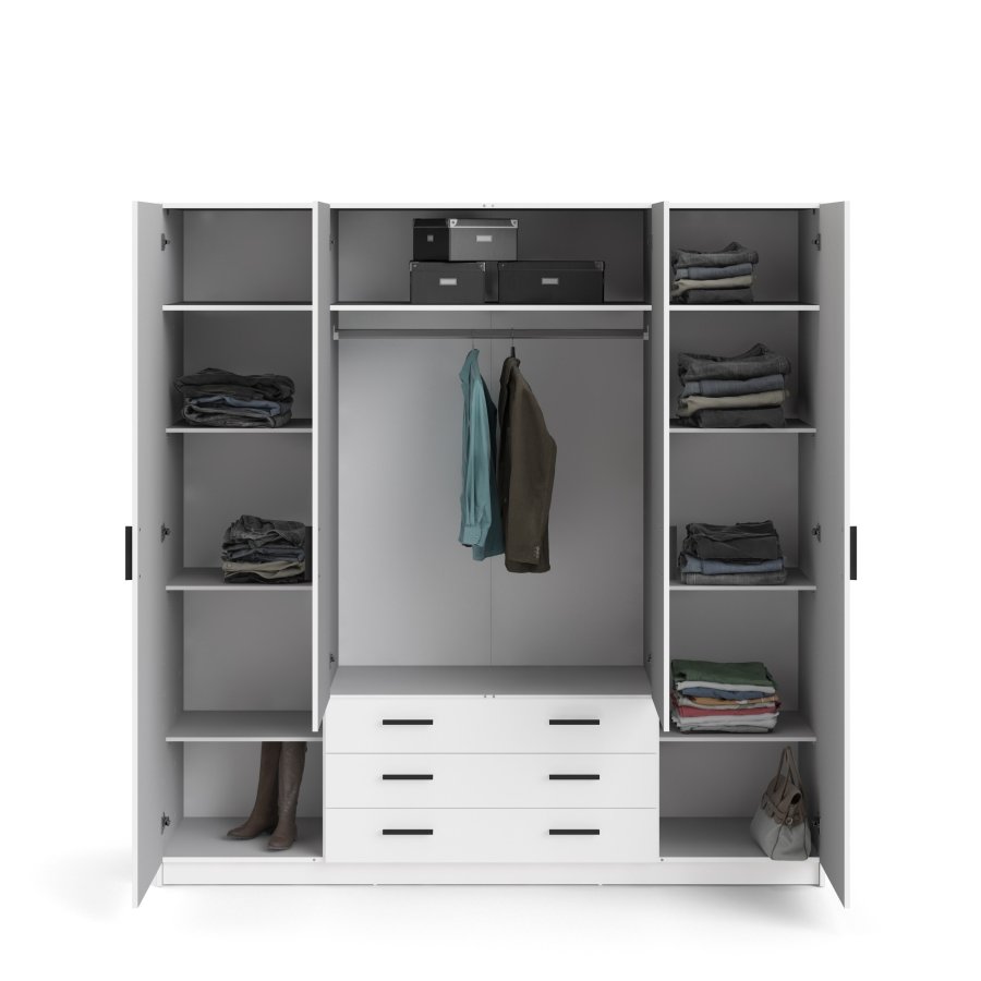 TVILUM Sprint Garderobeskab 4 lger + 3 skuffer - ParcelHvid Hvid