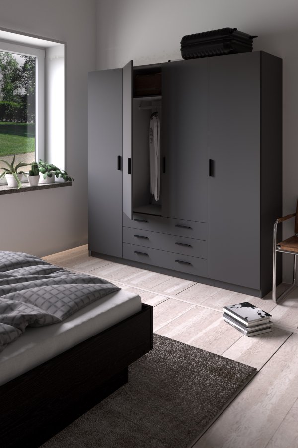 TVILUM Sprint Garderobeskab 4 lger + 3 skuffer - ParcelMatt Grey Matt Grey