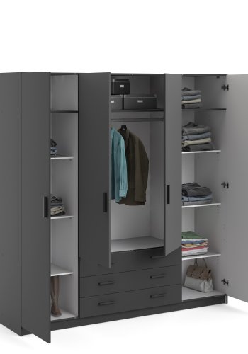 TVILUM Sprint Garderobeskab 4 lger + 3 skuffer - ParcelMatt Grey Matt Grey