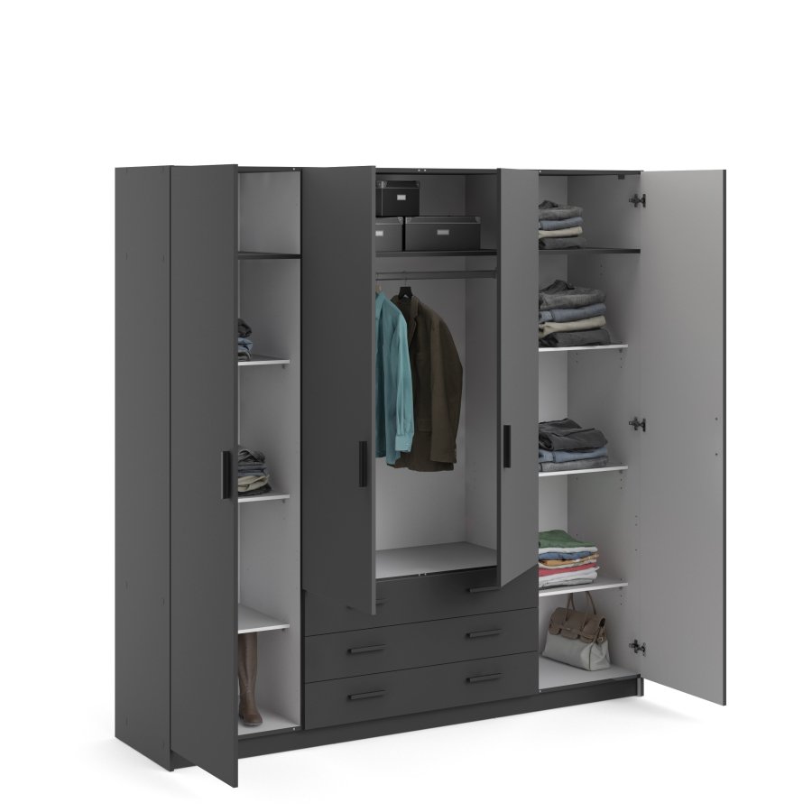 TVILUM Sprint Garderobeskab 4 lger + 3 skuffer - ParcelMatt Grey Matt Grey