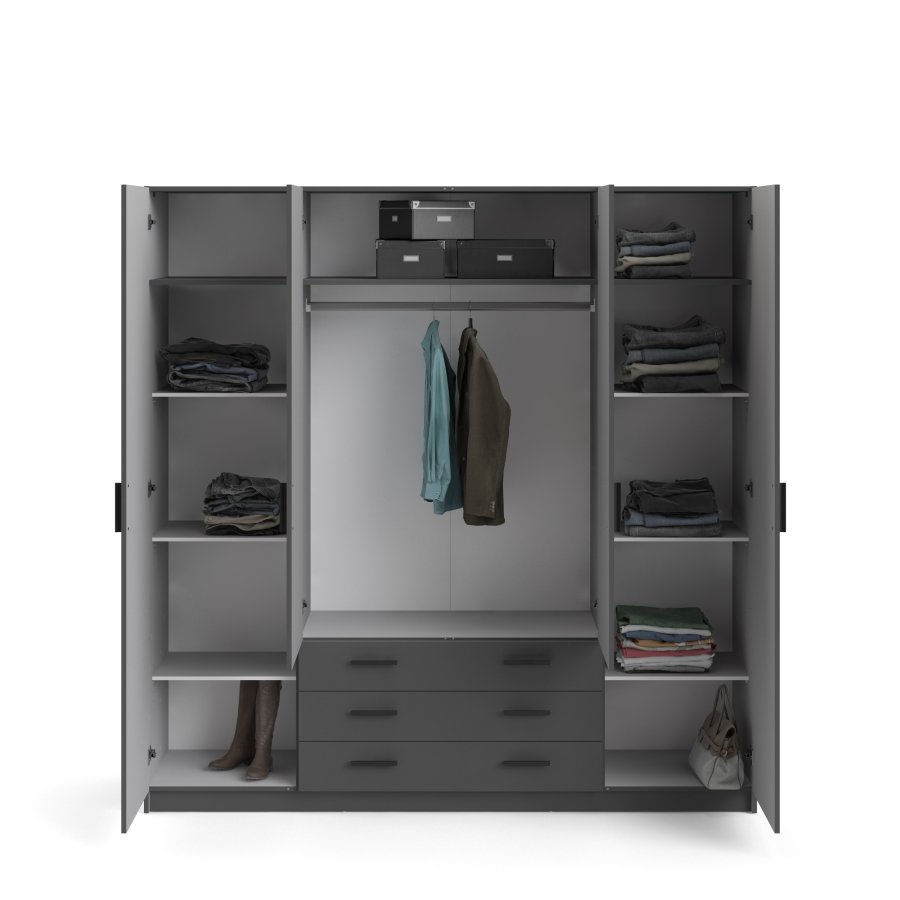 TVILUM Sprint Garderobeskab 4 lger + 3 skuffer - ParcelMatt Grey Matt Grey