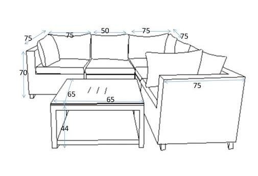 VENTURE DESIGN Vamos modul sofa havest 3+2+1 m. hynder - sand, natur rattan og aluminium 