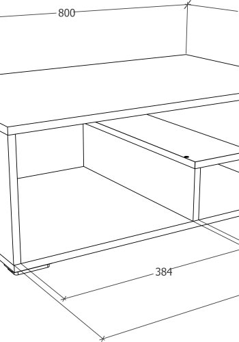 VCM NORDIC Sulas sofabord, m. 4 rum - hvid tr (80x50)