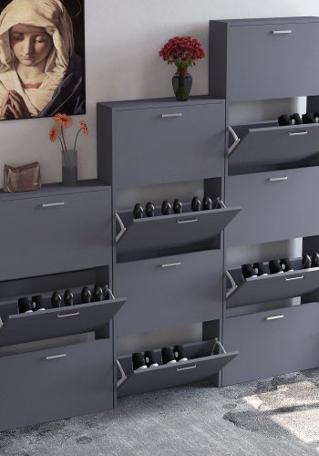 VCM NORDIC Sulos M skoskab, m. 3 lger - antracitgr tr