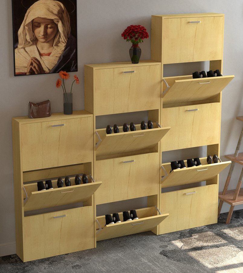 VCM NORDIC Sulos M skoskab, m. 3 lger - natur tr