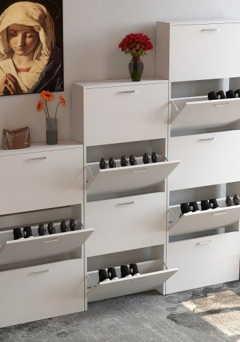 VCM NORDIC Sulos M skoskab, m. 3 lger - hvid tr