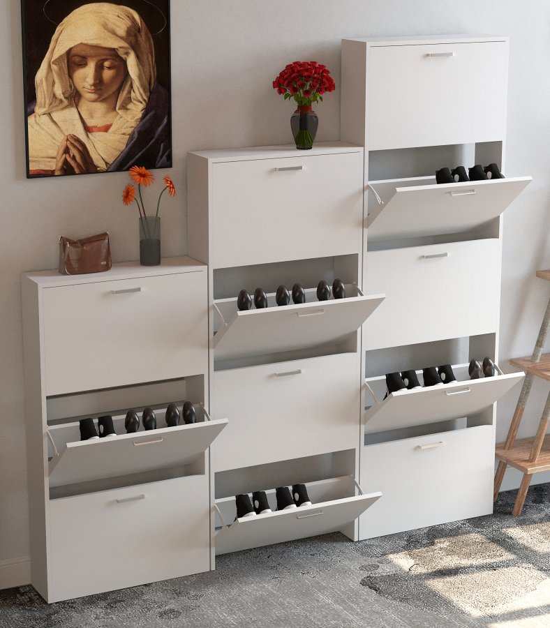 VCM NORDIC Sulos M skoskab, m. 3 lger - hvid tr