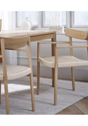 Sydney spisebordsstol, m. armln - natur rattan flet og natur eg