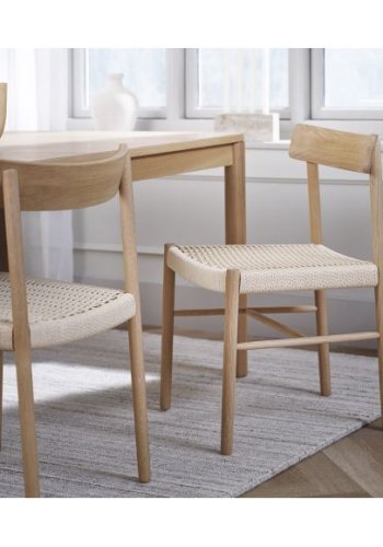 Sydney spisebordsstol - natur rattan flet og natur eg