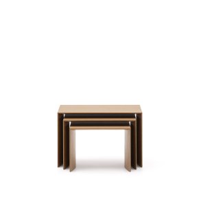 KAVE HOME Litto st med 3 indskudsborde i egetrsfiner med en naturlig farvefinish 60 x 40 / 51 x 36 /