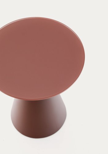  KAVE HOME Wilshire sidebord med matteret hrdet glas og mat terracotta malet stlfinish