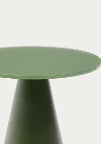 KAVE HOME Wilshire sidebord med matteret hrdet glas og matgrn malet stl finish Ã˜30cm