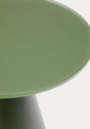 KAVE HOME Wilshire sidebord med matteret hrdet glas og matgrn malet stl finish Ã˜30cm