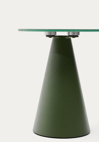 KAVE HOME Wilshire sidebord med matteret hrdet glas og matgrn malet stl finish Ã˜30cm