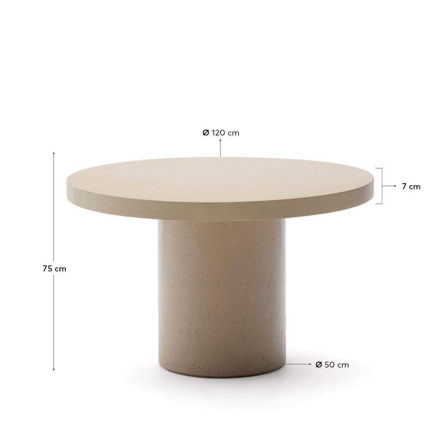 KAVE HOME Aiguablava havebord, rund - beige cement (120)