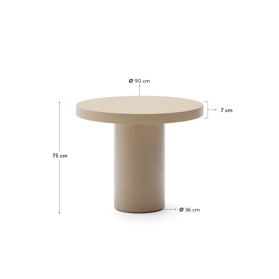KAVE HOME Aiguablava havebord, rund - beige cement (90)