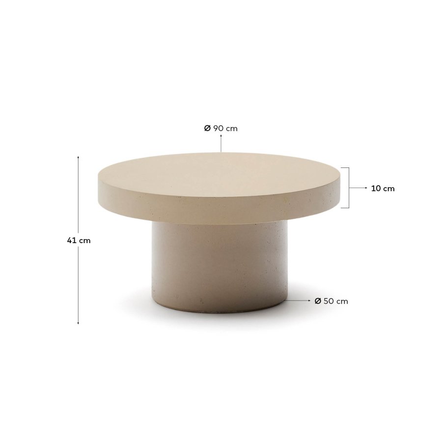 KAVE HOME Aiguablava udendrs sofabord, rund - beige cement (90)