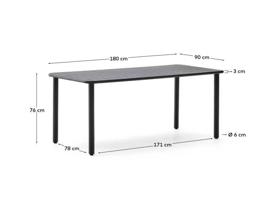 KAVE HOME Brai havebord, rektangulr - mrkegr galvaniseret stl (180x90)