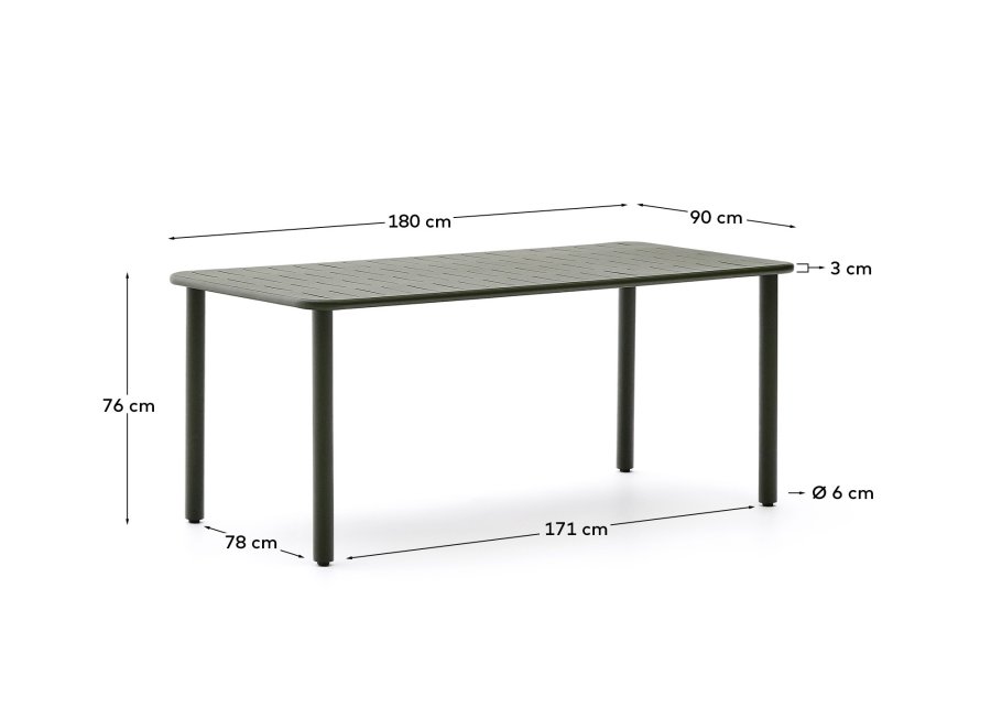 KAVE HOME Brai havebord, rektangulr - grn galvaniseret stl (180x90)