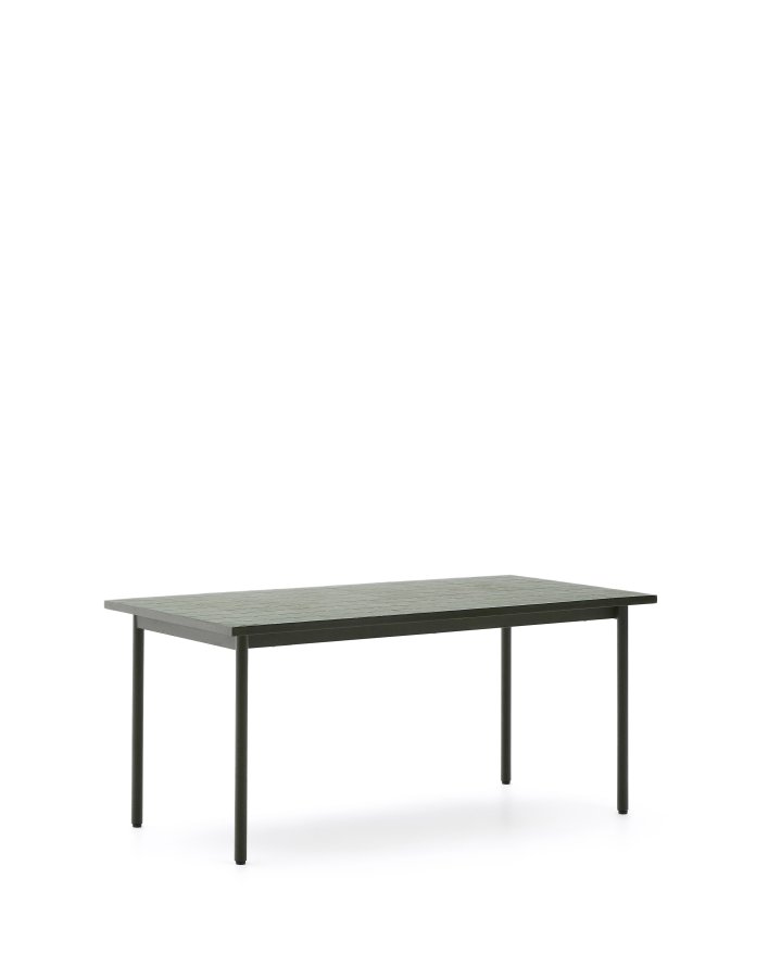 KAVE HOME Maurina udendrsbord i grn galvaniseret stl med grnne fliser 182 x 91cm