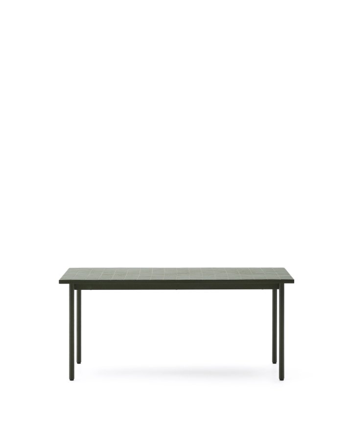 KAVE HOME Maurina udendrsbord i grn galvaniseret stl med grnne fliser 182 x 91cm