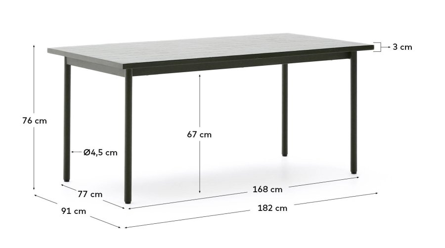KAVE HOME Maurina udendrsbord i grn galvaniseret stl med grnne fliser 182 x 91cm