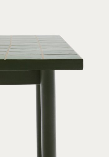 KAVE HOME Maurina udendrsbord i grn galvaniseret stl med grnne fliser 182 x 91cm