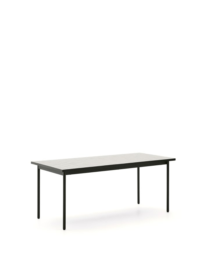 KAVE HOME Maurina udendrsbord i grn galvaniseret stl med ecru-farvede fliser 182 x 91cm