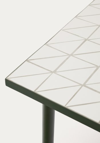 KAVE HOME Maurina udendrsbord i grn galvaniseret stl med ecru-farvede fliser 182 x 91cm