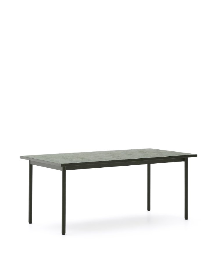 KAVE HOME Maurina udendrsbord i grn galvaniseret stl med grnne fliser 223 x 101cm