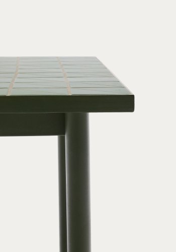 KAVE HOME Maurina udendrsbord i grn galvaniseret stl med grnne fliser 223 x 101cm