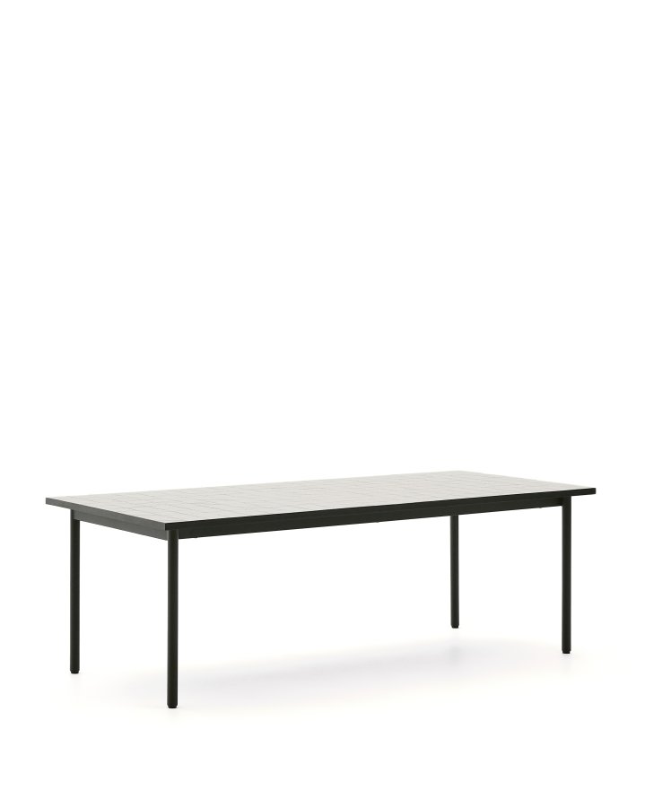 KAVE HOME Maurina udendrsbord i grn galvaniseret stl med ecru-farvede fliser 223 x 101cm