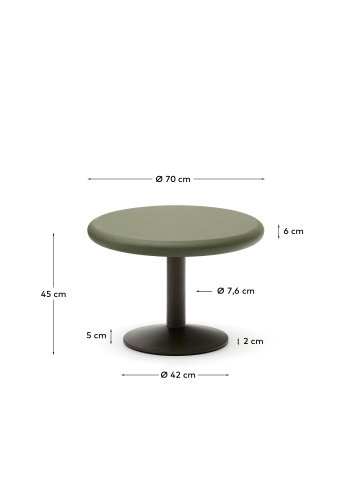 KAVE HOME Esilda udendrs rundt bord med grn cementplade Ã˜70cm og grnt stlfod Ã˜42x45cm