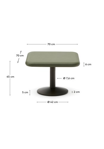 KAVE HOME Esilda udendrsbord med grn cementplade 70x70cm og grn stlbund Ã˜42x45cm