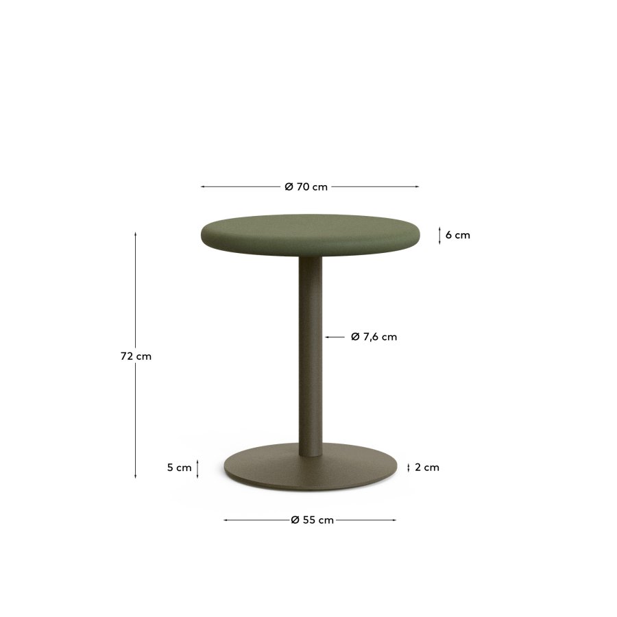 KAVE HOME Esilda udendrs rundt bord med grn cementplade Ã˜70cm og grnt stlfod Ã˜55x72cm