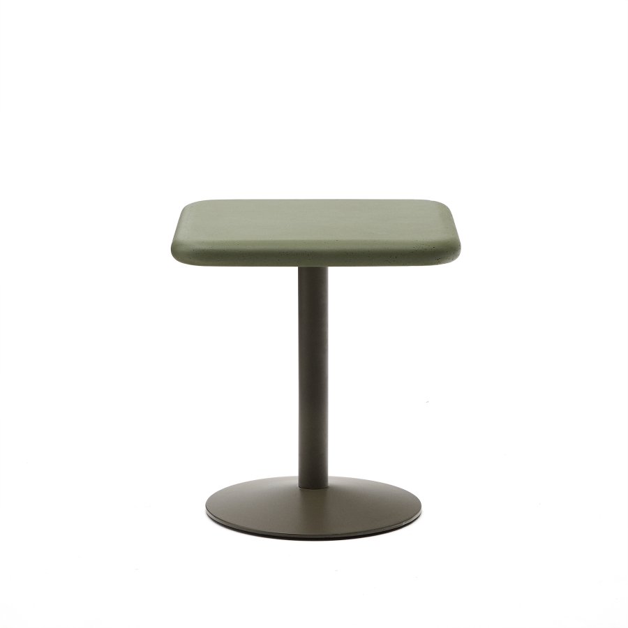 KAVE HOME Esilda udendrsbord med grn cementplade 70x70cm og grn stlbund Ã˜55x72cm