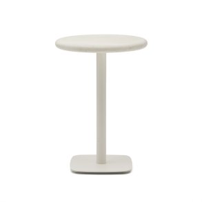 KAVE HOME Dina udendrs hjt rundt bord med hvid cementplade Ã˜70cm og hvid stlfod 48x48x96cm