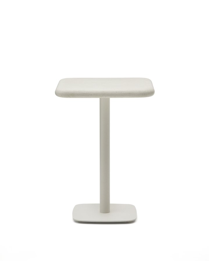 KAVE HOME Dina udendrs hjbord med hvid cementplade 70x70cm og hvid stlbund 48x48x96cm