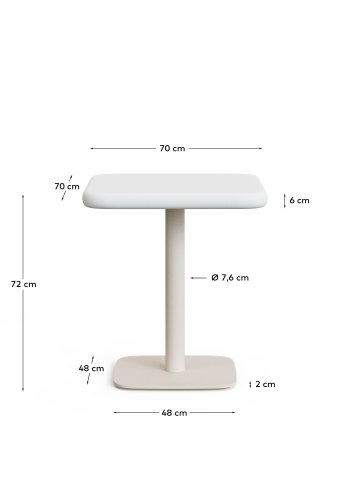 KAVE HOME Dina udendrsbord med hvid cementplade 70x70cm og hvid stlbund 48x48x72cm