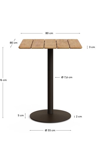 KAVE HOME Esilda udendrs hjbord med FSC 100% akacieplade 80x80cm og grn stlfod Ã˜55x96cm